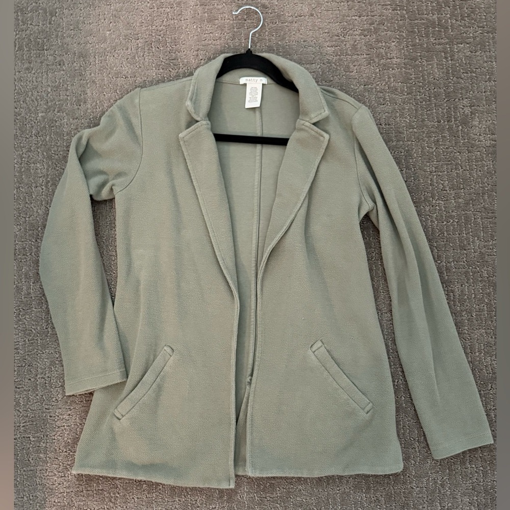 Matty M Sage Green Open Front Blazer Jacket Size S - Picture 1 of 3
